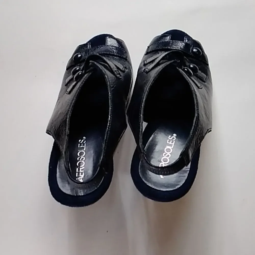 AEROSOLS LEATHER UPPER BALANCE BLACK WOMEN SHOES SIZE 9M